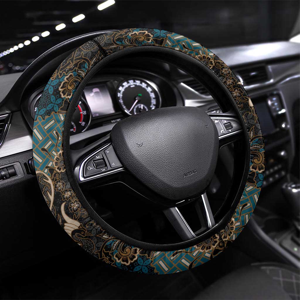 Madiba Nelson Mandela Steering Wheel Cover Indonesia Batik Black - Wonder Print Shop