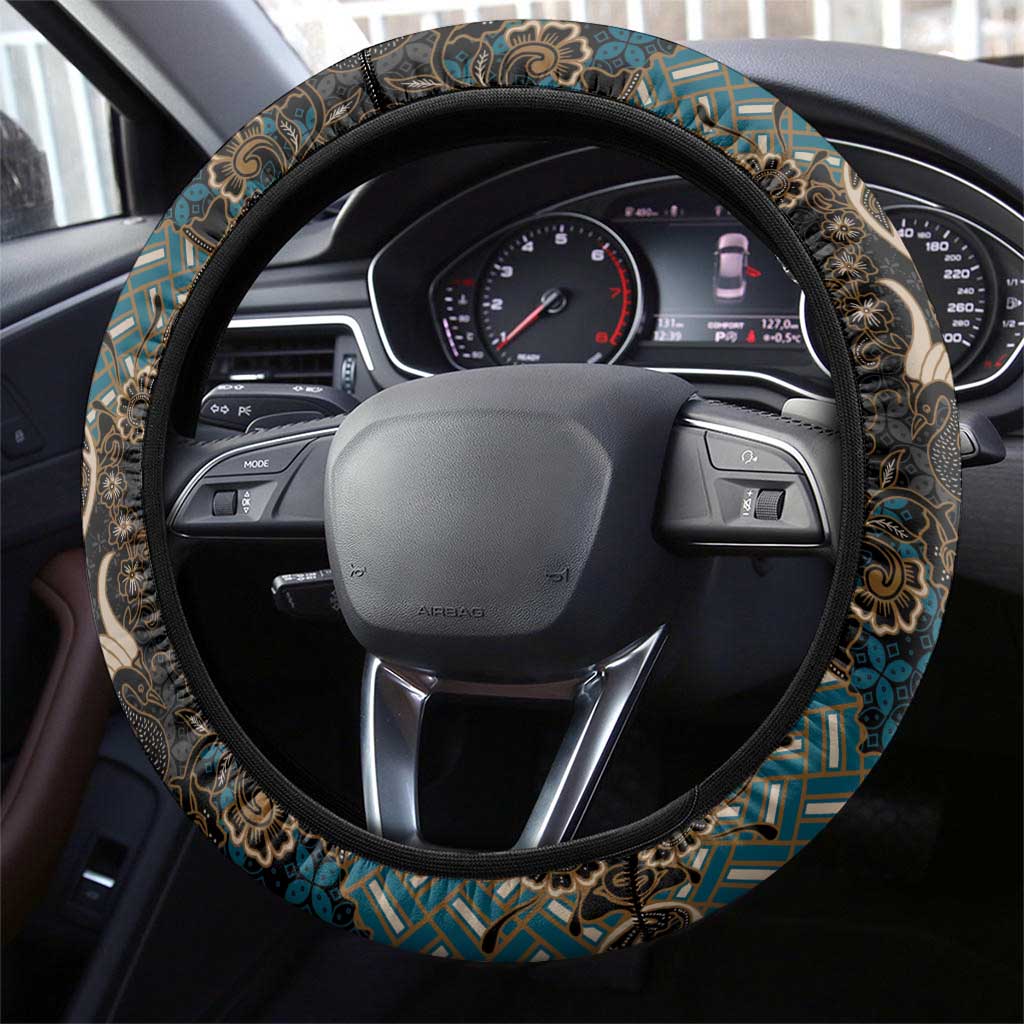 Madiba Nelson Mandela Steering Wheel Cover Indonesia Batik Black - Wonder Print Shop