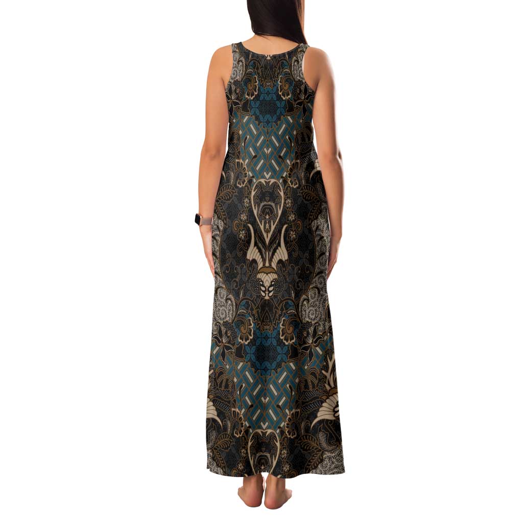 Madiba Nelson Mandela Tank Maxi Dress Indonesia Batik Black - Wonder Print Shop