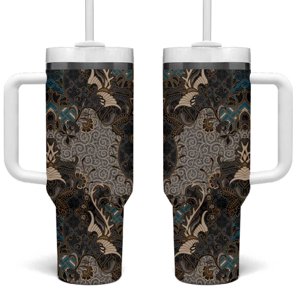 Madiba Nelson Mandela Tumbler With Handle Indonesia Batik Black - Wonder Print Shop