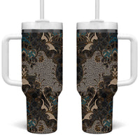 Madiba Nelson Mandela Tumbler With Handle Indonesia Batik Black - Wonder Print Shop