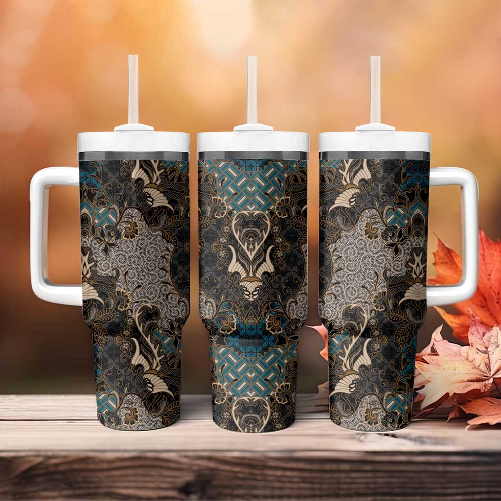 Madiba Nelson Mandela Tumbler With Handle Indonesia Batik Black - Wonder Print Shop