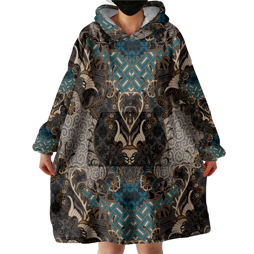 Madiba Nelson Mandela Wearable Blanket Hoodie Indonesia Batik Black - Wonder Print Shop