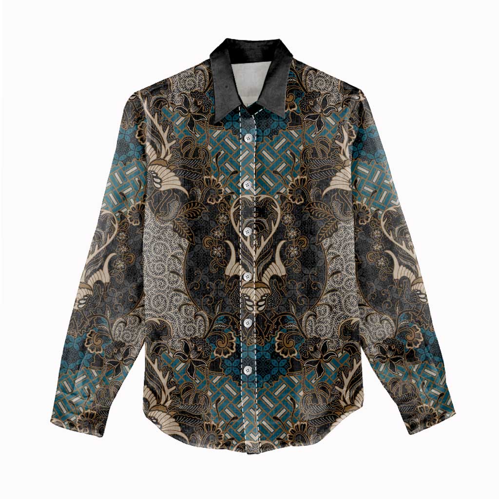 Madiba Nelson Mandela Women Casual Shirt Indonesia Batik Black - Wonder Print Shop