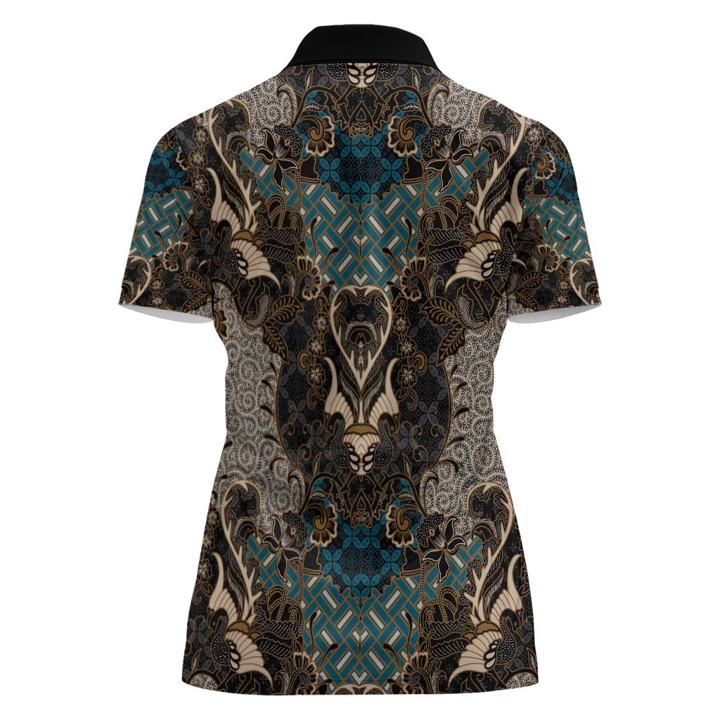 Madiba Nelson Mandela Women Polo Shirt Indonesia Batik Black - Wonder Print Shop