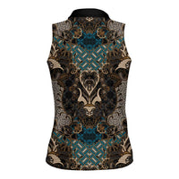 Madiba Nelson Mandela Women Sleeveless Polo Shirt Indonesia Batik Black - Wonder Print Shop
