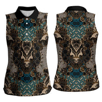 Madiba Nelson Mandela Women Sleeveless Polo Shirt Indonesia Batik Black - Wonder Print Shop