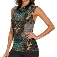 Madiba Nelson Mandela Women Sleeveless Polo Shirt Indonesia Batik Black - Wonder Print Shop