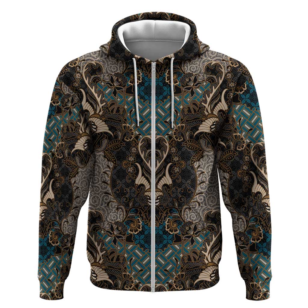 Madiba Nelson Mandela Zip Hoodie Indonesia Batik Black - Wonder Print Shop