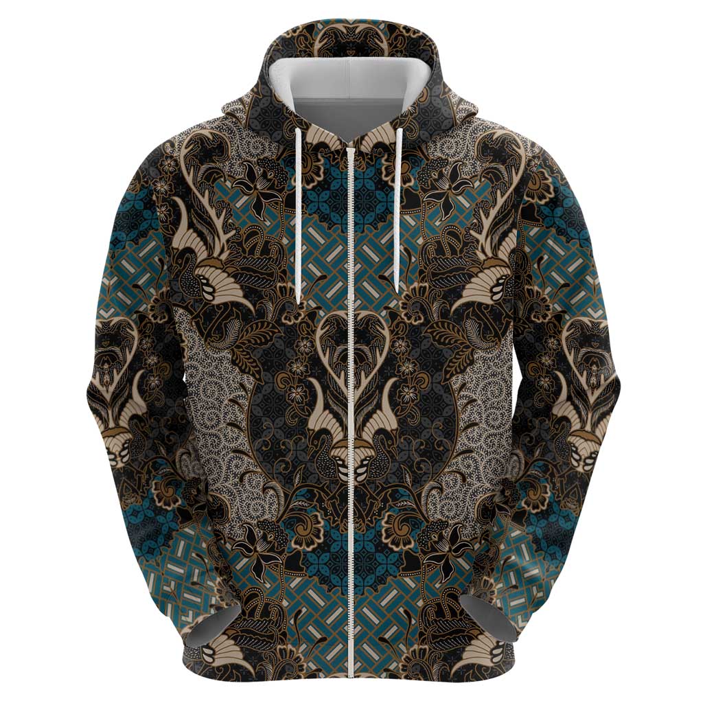 Madiba Nelson Mandela Zip Hoodie Indonesia Batik Black - Wonder Print Shop