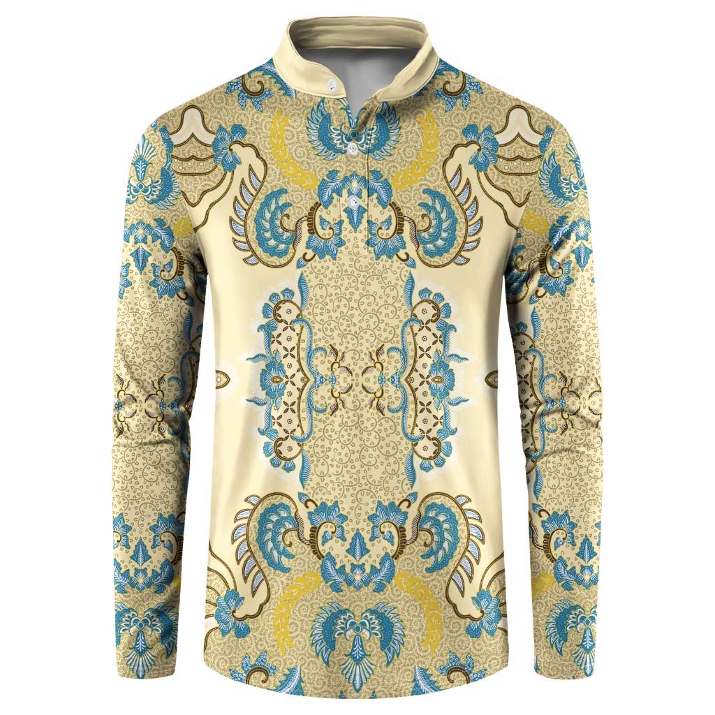 Madiba Nelson Mandela Button Sweatshirt Indonesia Batik Yellow Bule - Wonder Print Shop