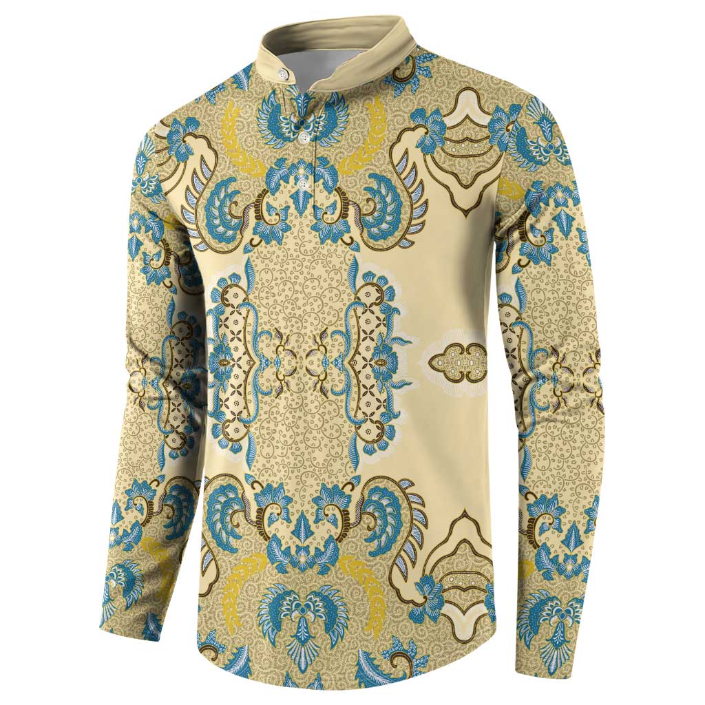 Madiba Nelson Mandela Button Sweatshirt Indonesia Batik Yellow Bule - Wonder Print Shop