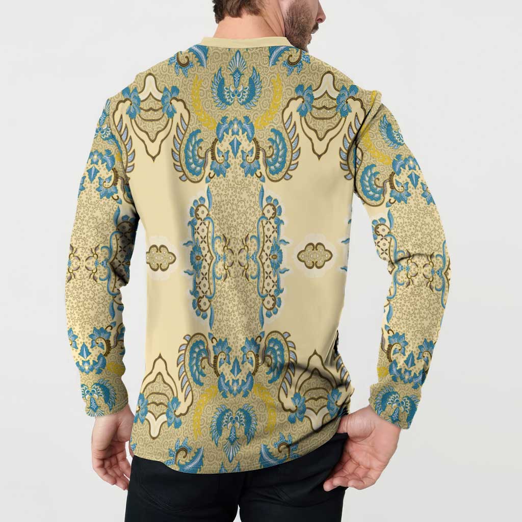 Madiba Nelson Mandela Button Sweatshirt Indonesia Batik Yellow Bule - Wonder Print Shop