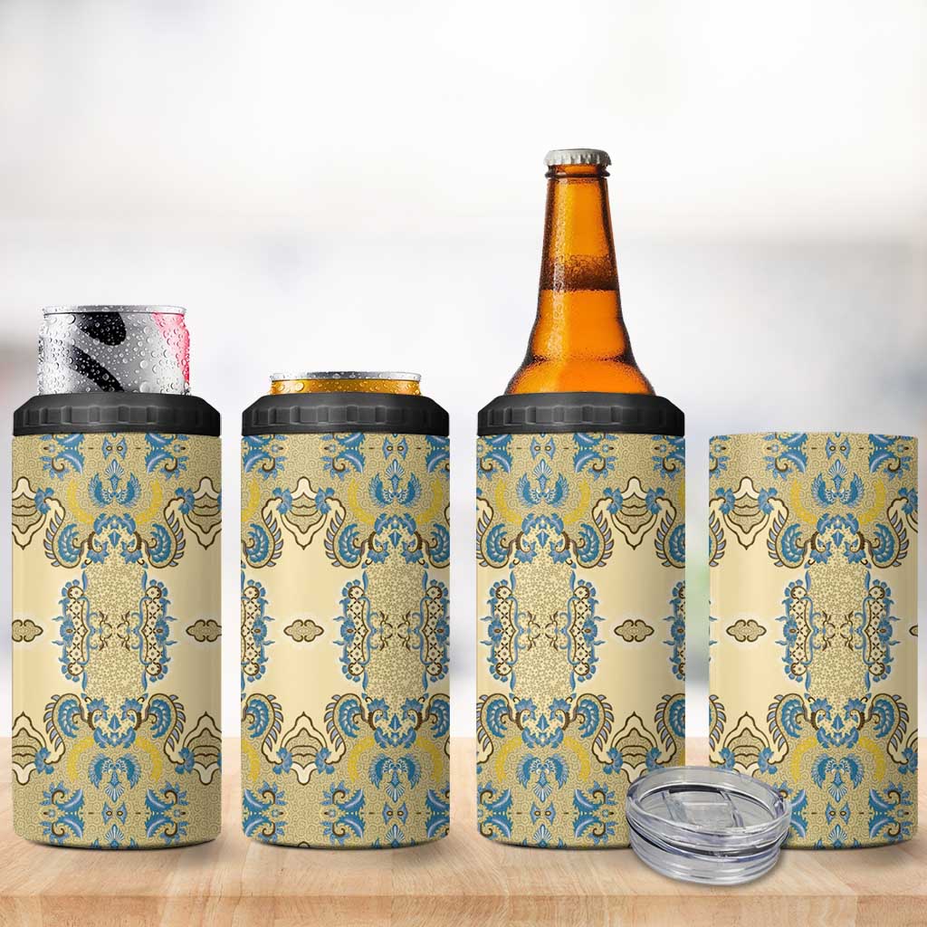 Madiba Nelson Mandela 4 in 1 Can Cooler Tumbler Indonesia Batik Yellow Bule - Wonder Print Shop