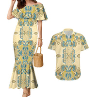 Madiba Nelson Mandela Couples Matching Mermaid Dress and Hawaiian Shirt Indonesia Batik Yellow Bule - Wonder Print Shop