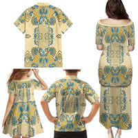 Madiba Nelson Mandela Family Matching Puletasi and Hawaiian Shirt Indonesia Batik Yellow Bule - Wonder Print Shop