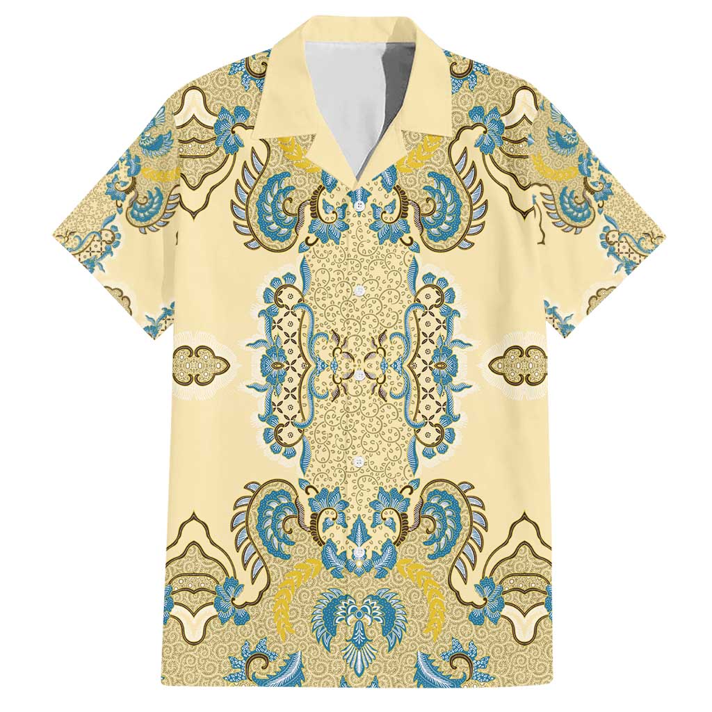 Madiba Nelson Mandela Family Matching Short Sleeve Bodycon Dress and Hawaiian Shirt Indonesia Batik Yellow Bule - Wonder Print Shop