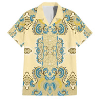 Madiba Nelson Mandela Family Matching Short Sleeve Bodycon Dress and Hawaiian Shirt Indonesia Batik Yellow Bule - Wonder Print Shop