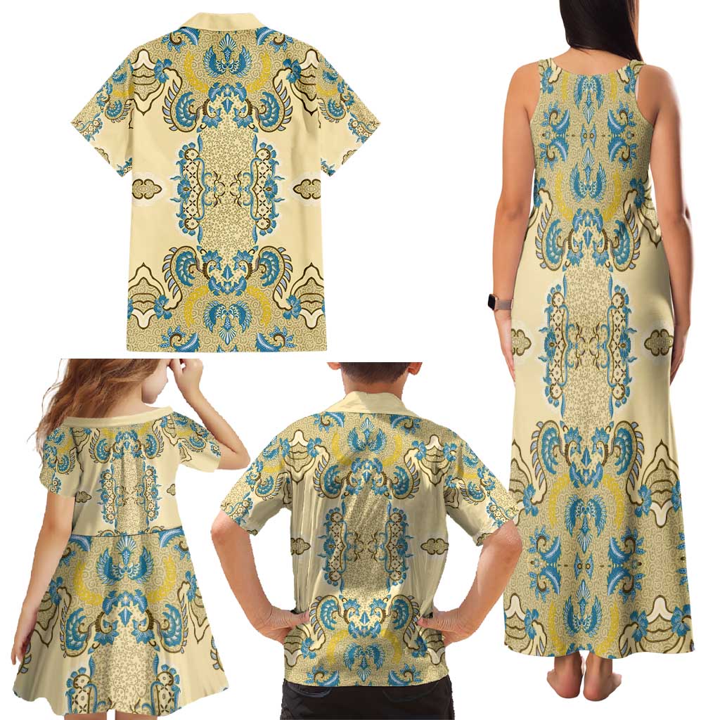 Madiba Nelson Mandela Family Matching Tank Maxi Dress and Hawaiian Shirt Indonesia Batik Yellow Bule - Wonder Print Shop