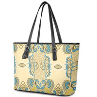 Madiba Nelson Mandela Leather Tote Bag Indonesia Batik Yellow Bule - Wonder Print Shop
