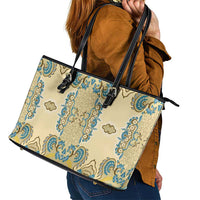 Madiba Nelson Mandela Leather Tote Bag Indonesia Batik Yellow Bule - Wonder Print Shop