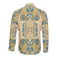 Madiba Nelson Mandela Long Sleeve Button Shirt Indonesia Batik Yellow Bule - Wonder Print Shop