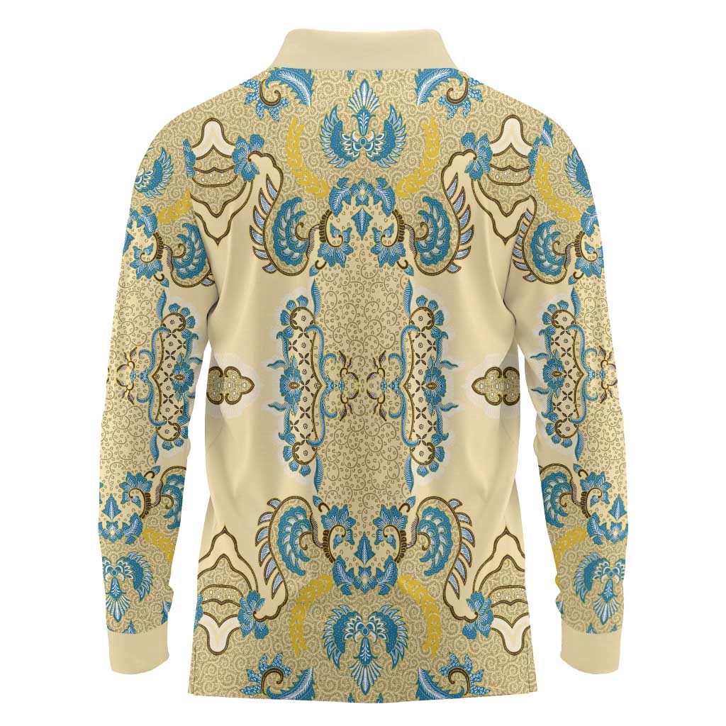 Madiba Nelson Mandela Long Sleeve Polo Shirt Indonesia Batik Yellow Bule - Wonder Print Shop