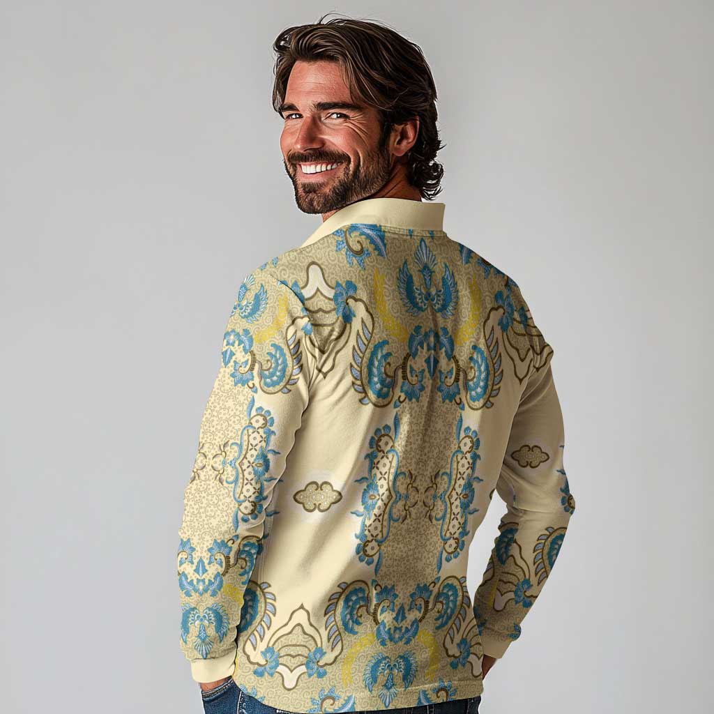 Madiba Nelson Mandela Long Sleeve Polo Shirt Indonesia Batik Yellow Bule - Wonder Print Shop