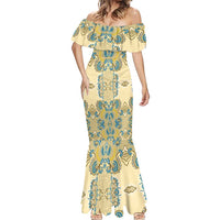 Madiba Nelson Mandela Mermaid Dress Indonesia Batik Yellow Bule - Wonder Print Shop