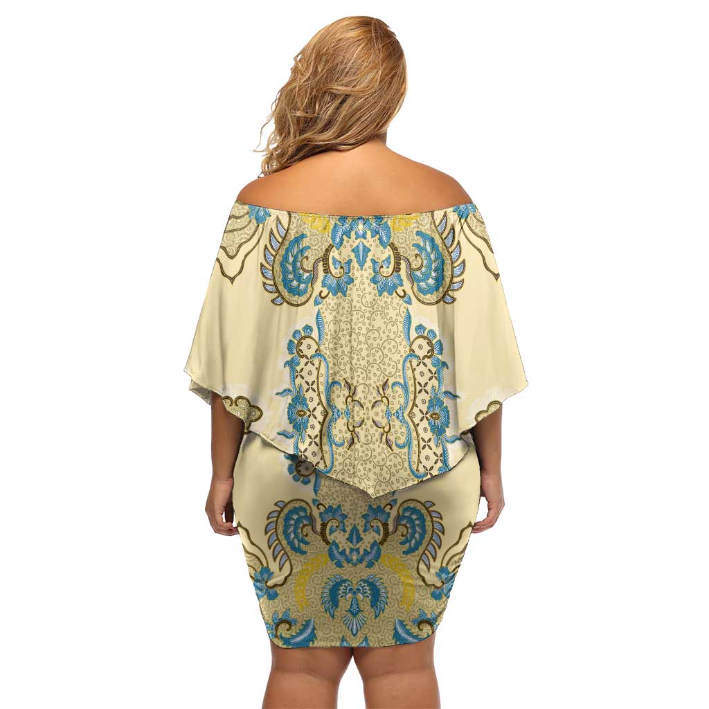 Madiba Nelson Mandela Off Shoulder Short Dress Indonesia Batik Yellow Bule - Wonder Print Shop