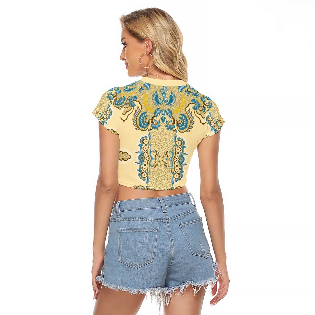 Madiba Nelson Mandela Raglan Cropped T Shirt Indonesia Batik Yellow Bule - Wonder Print Shop