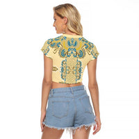 Madiba Nelson Mandela Raglan Cropped T Shirt Indonesia Batik Yellow Bule - Wonder Print Shop