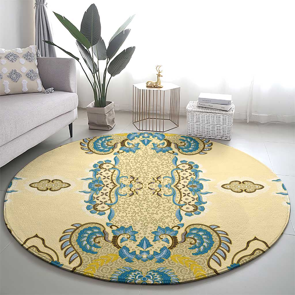 Madiba Nelson Mandela Round Carpet Indonesia Batik Yellow Bule - Wonder Print Shop