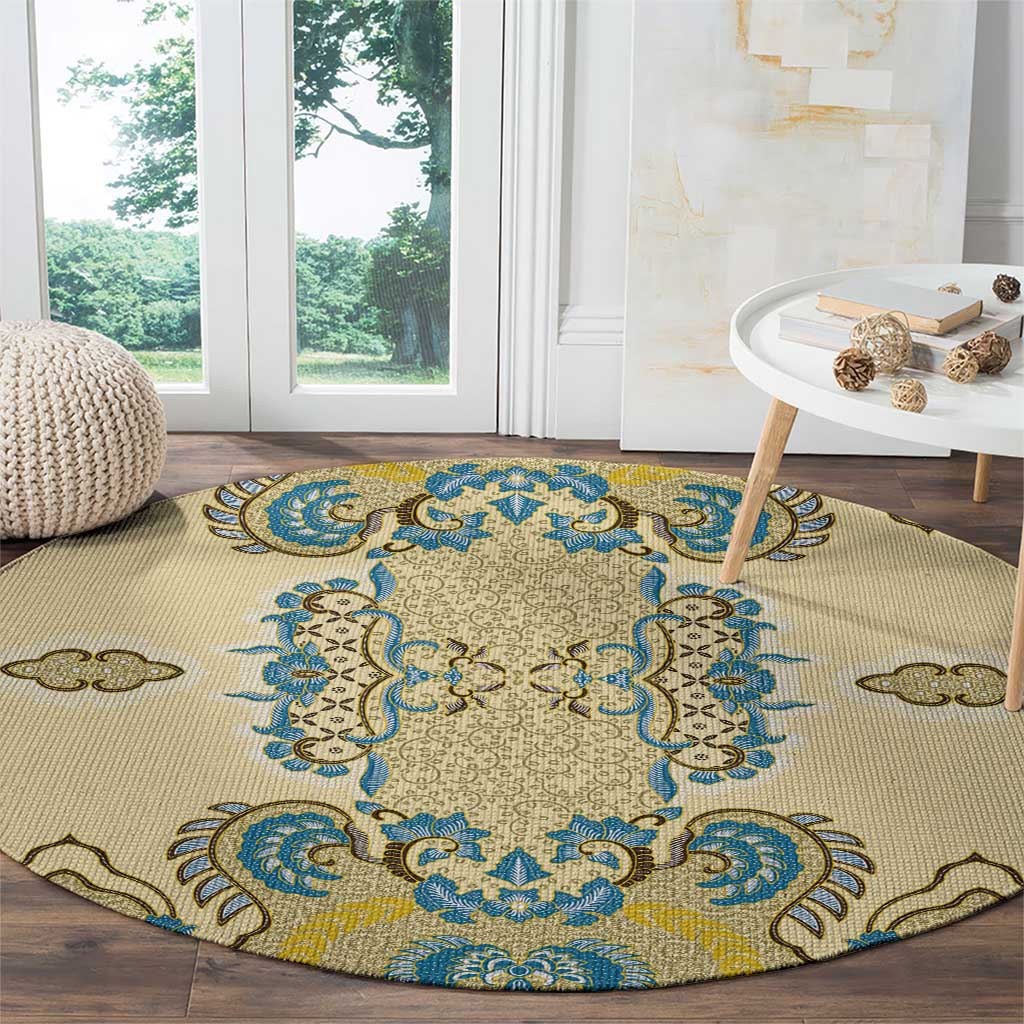 Madiba Nelson Mandela Round Carpet Indonesia Batik Yellow Bule - Wonder Print Shop