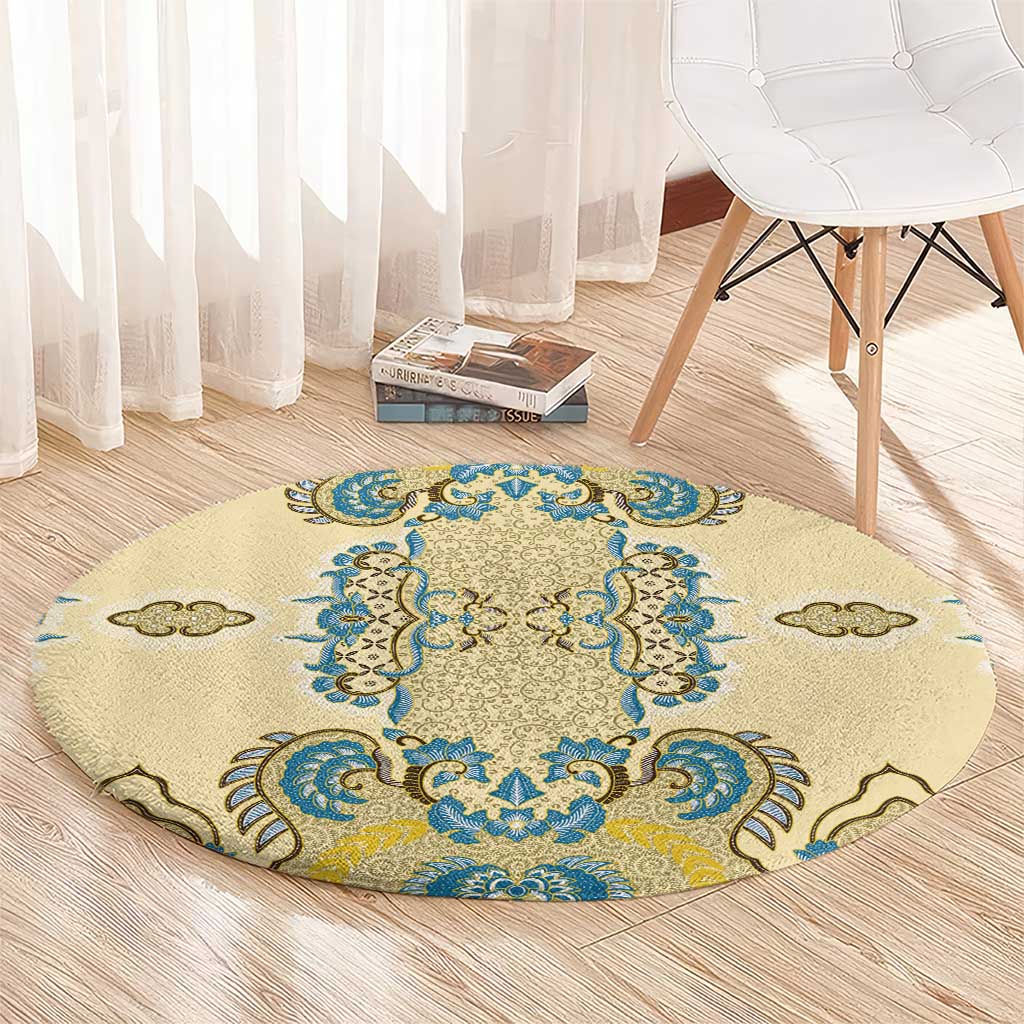 Madiba Nelson Mandela Round Carpet Indonesia Batik Yellow Bule - Wonder Print Shop
