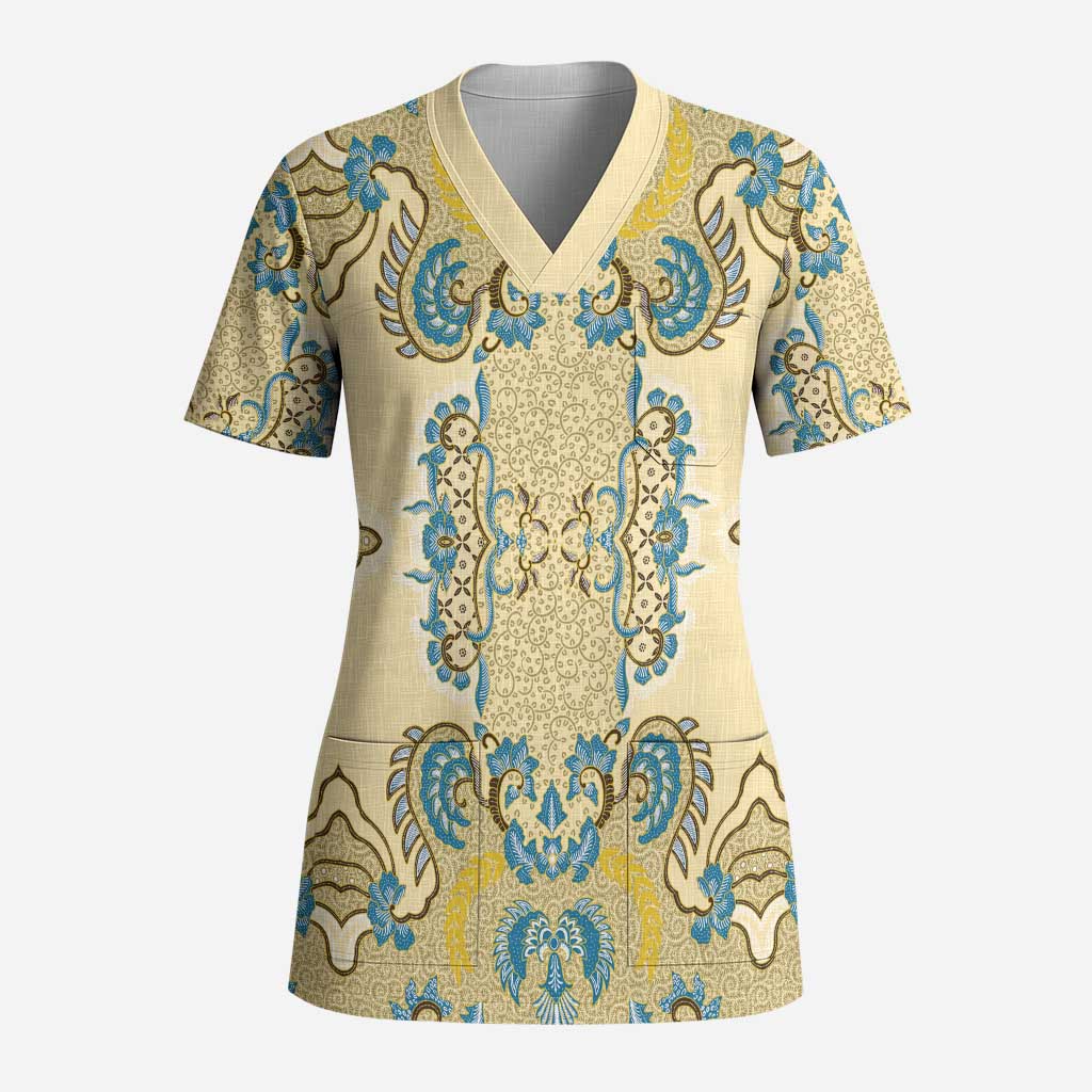 Madiba Nelson Mandela Scrub Top Indonesia Batik Yellow Bule - Wonder Print Shop