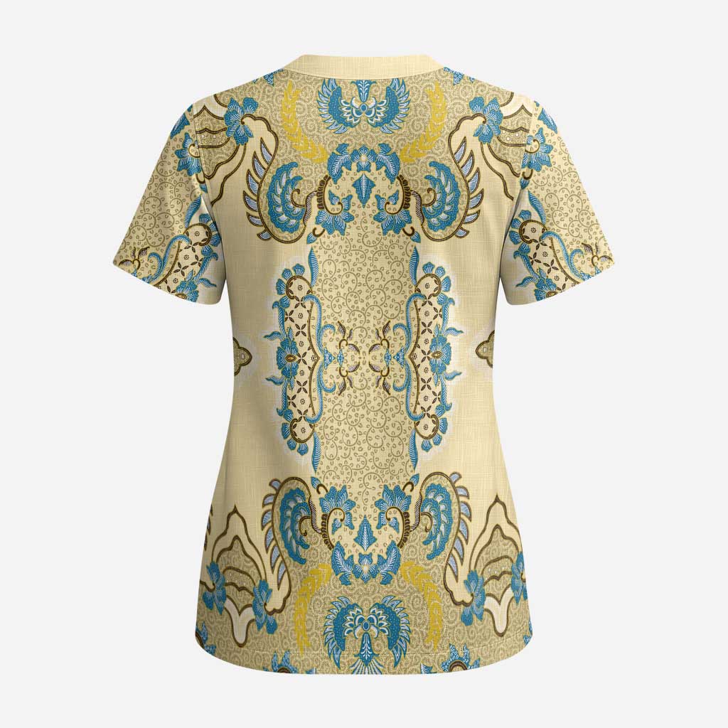 Madiba Nelson Mandela Scrub Top Indonesia Batik Yellow Bule - Wonder Print Shop