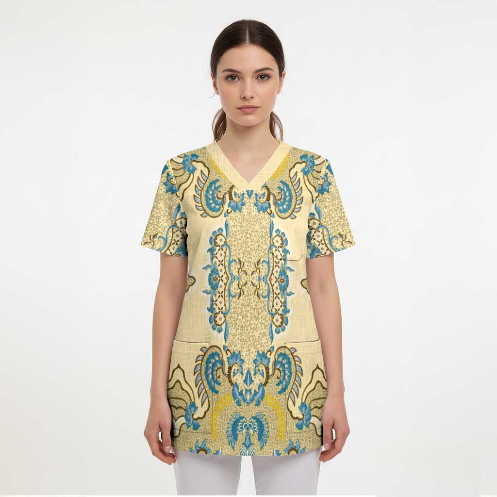Madiba Nelson Mandela Scrub Top Indonesia Batik Yellow Bule - Wonder Print Shop