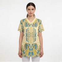 Madiba Nelson Mandela Scrub Top Indonesia Batik Yellow Bule - Wonder Print Shop