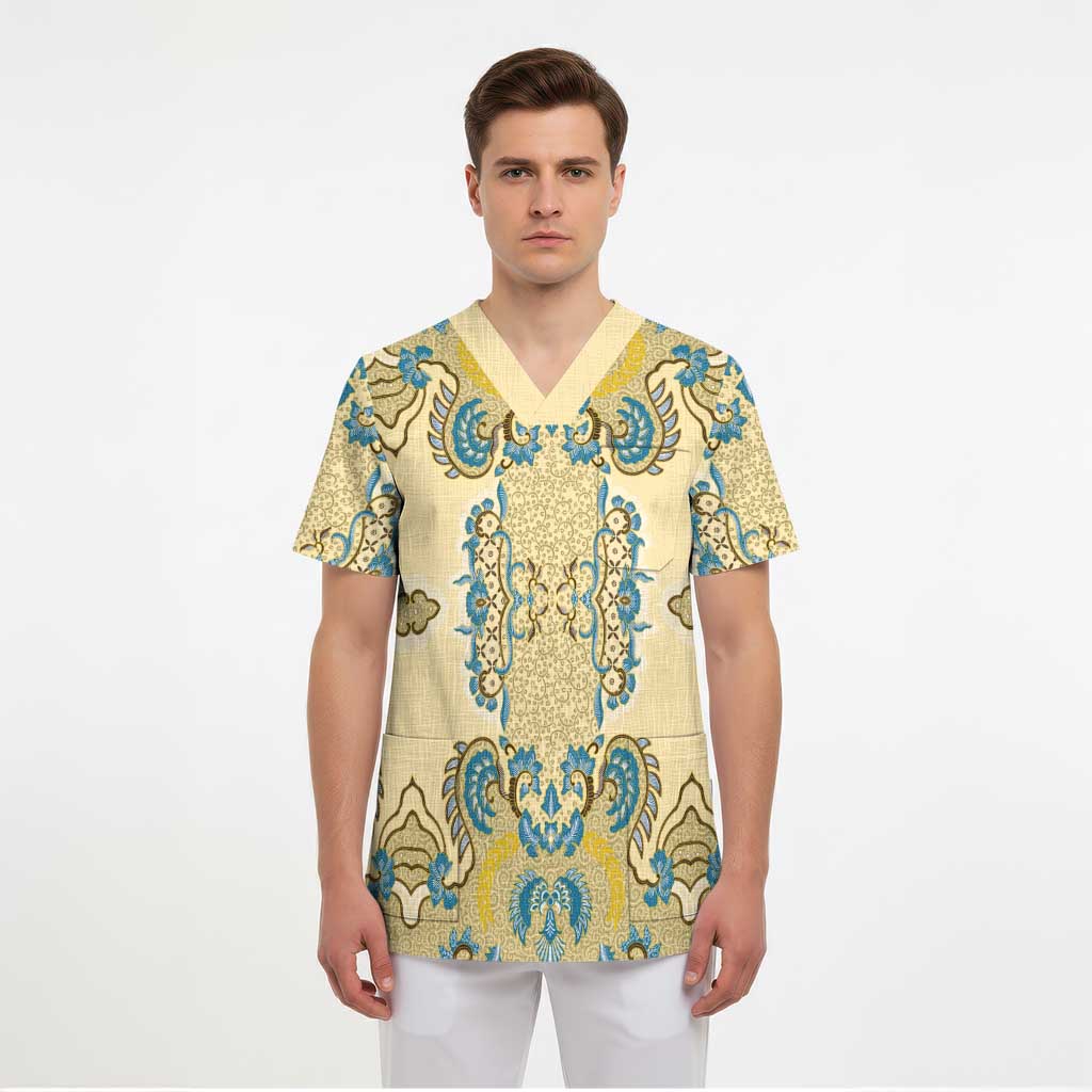 Madiba Nelson Mandela Scrub Top Indonesia Batik Yellow Bule - Wonder Print Shop