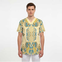 Madiba Nelson Mandela Scrub Top Indonesia Batik Yellow Bule - Wonder Print Shop