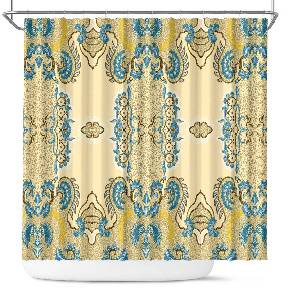 Madiba Nelson Mandela Shower Curtain Indonesia Batik Yellow Bule - Wonder Print Shop