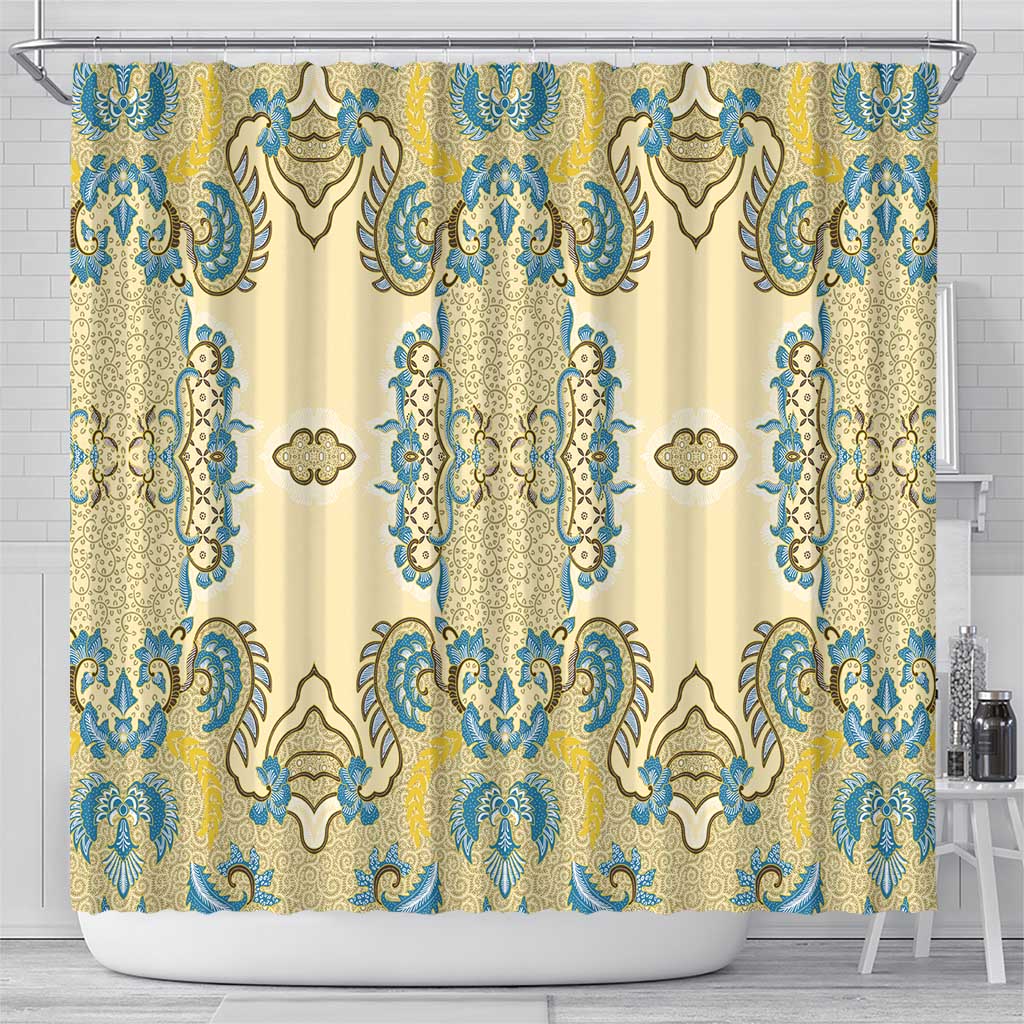 Madiba Nelson Mandela Shower Curtain Indonesia Batik Yellow Bule - Wonder Print Shop