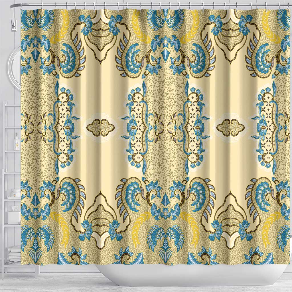 Madiba Nelson Mandela Shower Curtain Indonesia Batik Yellow Bule - Wonder Print Shop