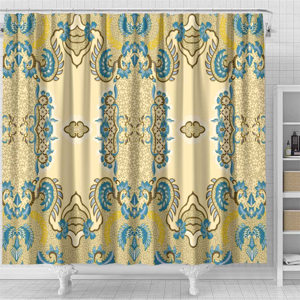 Madiba Nelson Mandela Shower Curtain Indonesia Batik Yellow Bule - Wonder Print Shop