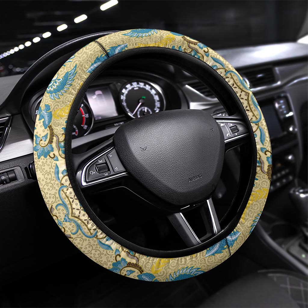 Madiba Nelson Mandela Steering Wheel Cover Indonesia Batik Yellow Bule - Wonder Print Shop