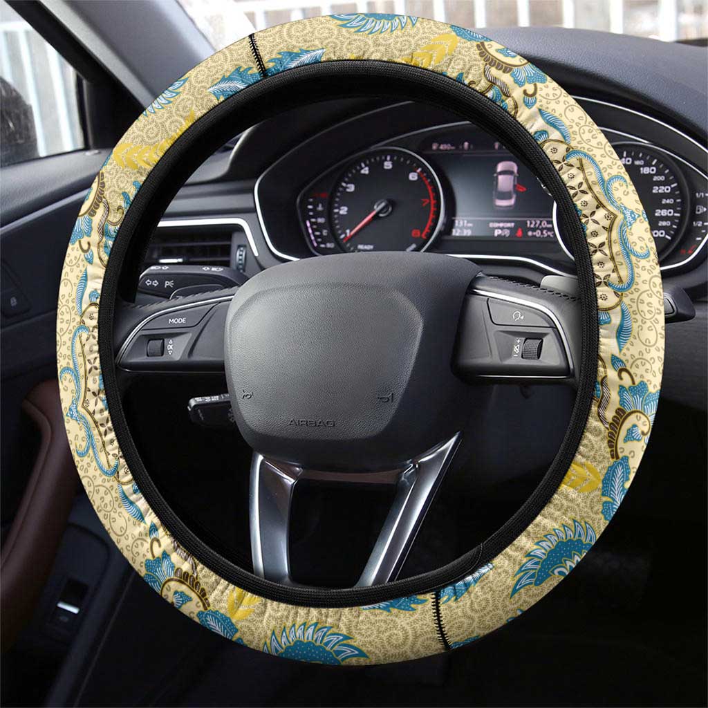 Madiba Nelson Mandela Steering Wheel Cover Indonesia Batik Yellow Bule - Wonder Print Shop