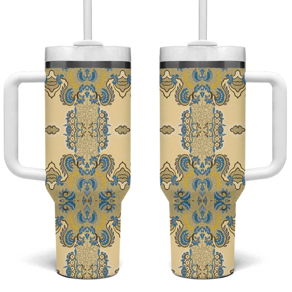 Madiba Nelson Mandela Tumbler With Handle Indonesia Batik Yellow Bule - Wonder Print Shop