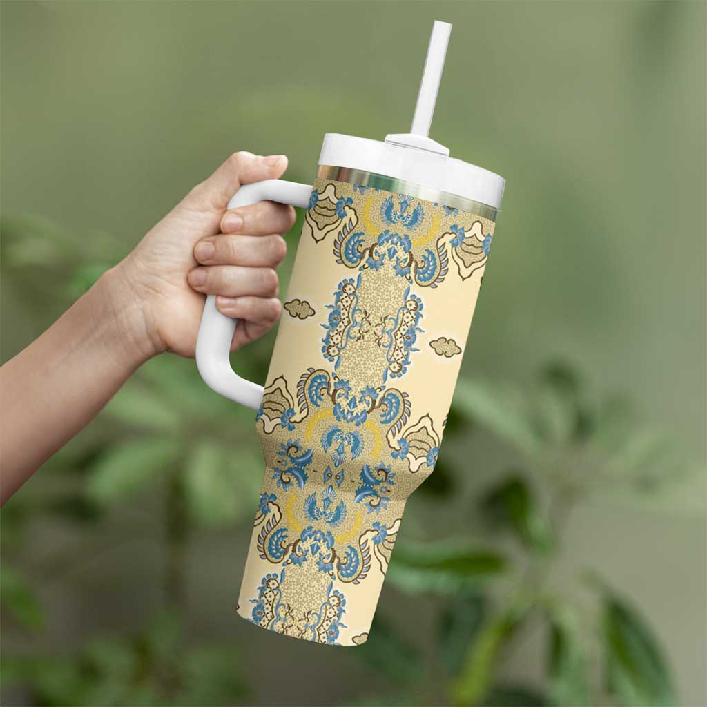 Madiba Nelson Mandela Tumbler With Handle Indonesia Batik Yellow Bule - Wonder Print Shop