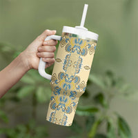 Madiba Nelson Mandela Tumbler With Handle Indonesia Batik Yellow Bule - Wonder Print Shop